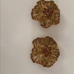 Shoe clips bronze color set in gold circle set